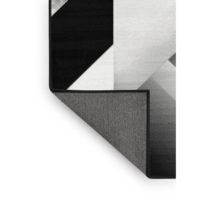 Soft Plush Ealey Modern & Contemporary Checkered Area Rug in Black – Black Binding, 8x12