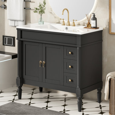 Meuble-lavabo simple 36 po avec lavabo en céramique