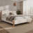 Dawnn Boucle Upholstered Bed With Thick Headboard & Wooden Legs-111010557