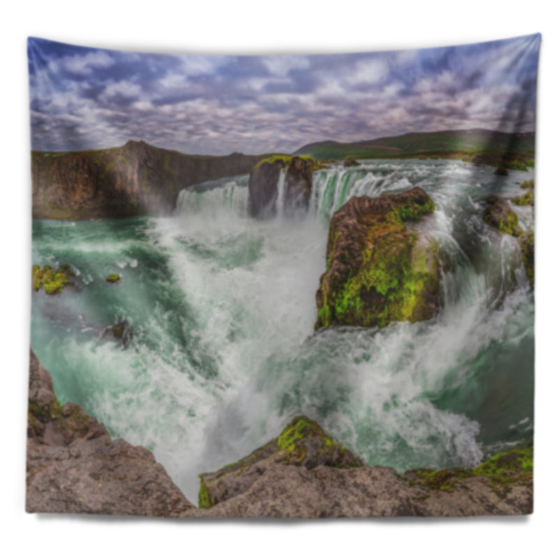 Tapisserie islande en cascade godafoss majestic Landscape, H 32 po x l 39 po