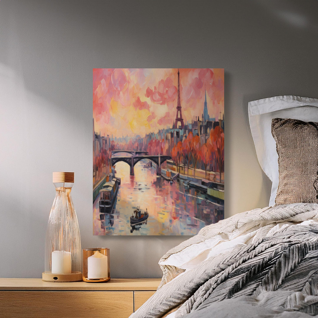 Paris Eiffel Tower Canvas Wall Art, Gallery Wrapped, Seine River View, Ready to Hang, Archival Quality, Modern Home decor, Statement Piece