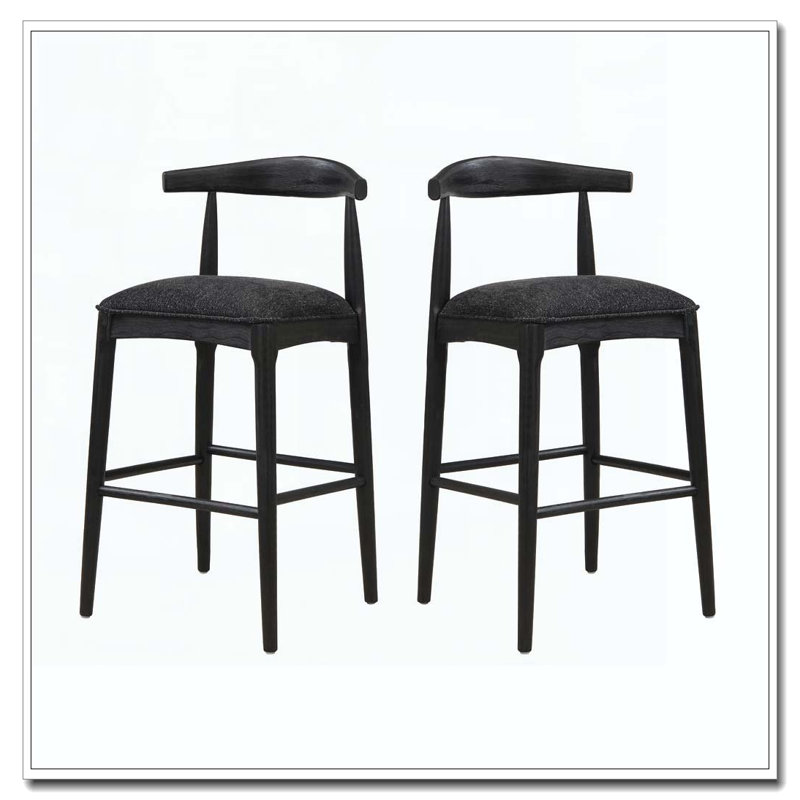 Tabouret de bar en bois, Siège noir / cadre noir