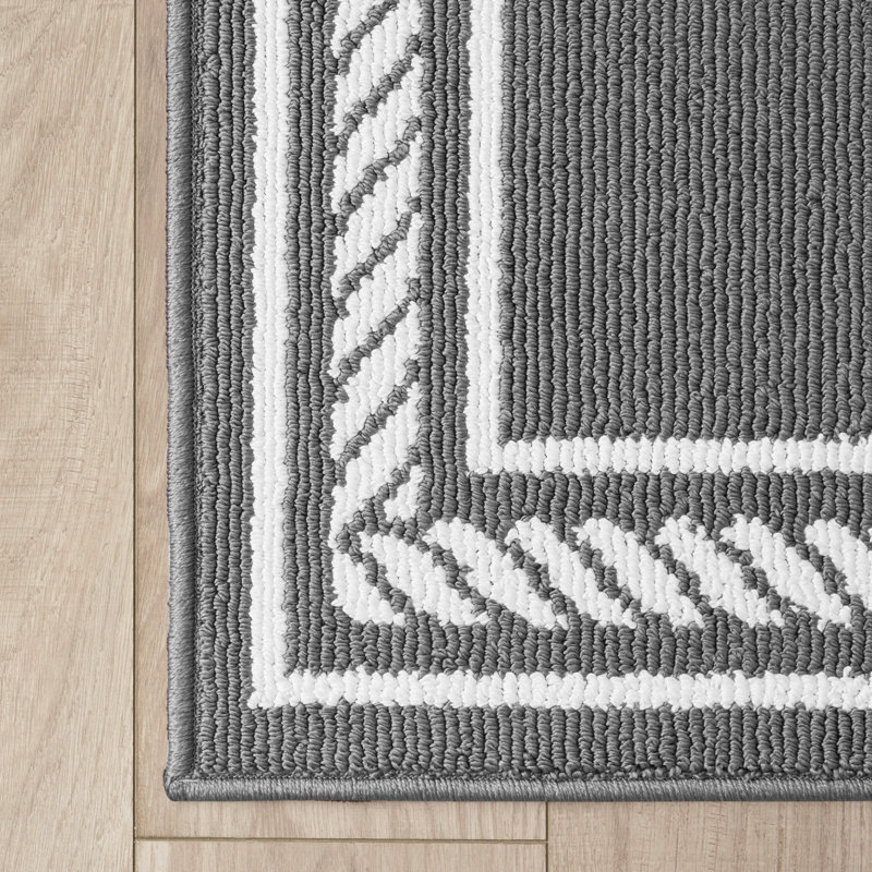 Nautica Rope Border Machine Washable All Loop Tufted Rugs 1-Piece, Rectangle 2'2" x 8'