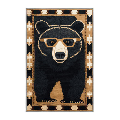 Washable Spectacled Bear Wildlife Area Rug