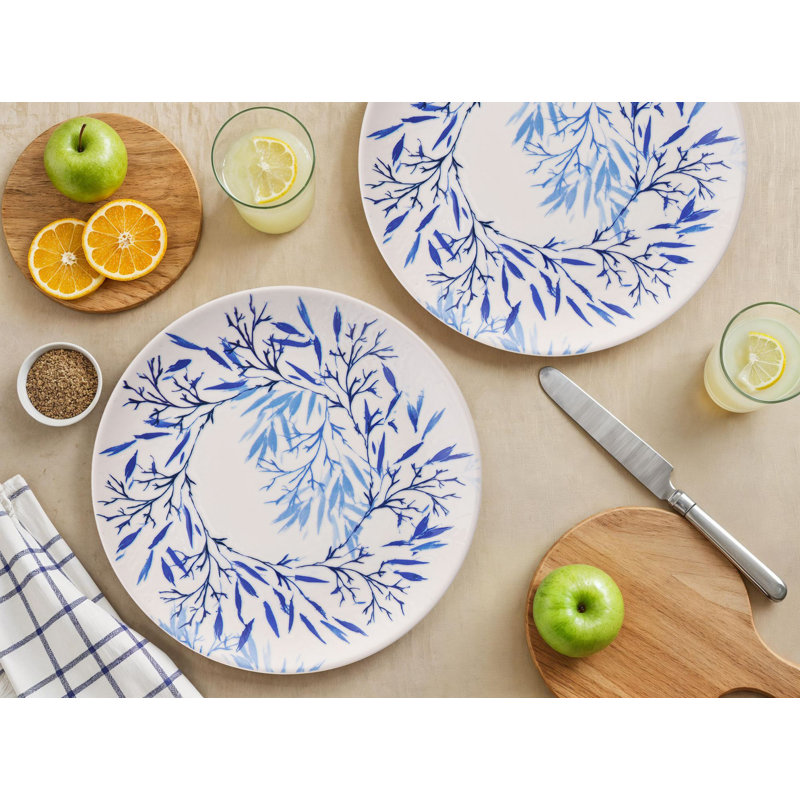 Elegant Ceramic Service Plate Set (6 Pieces), Blue, White & Aqua | 10.0 x 10.0 x 1.0 inches Each | 100% Dishwasher & Microwave Safe | Perfect for Dining, Entertaining & Everyday Use, Durable & Stylish Design