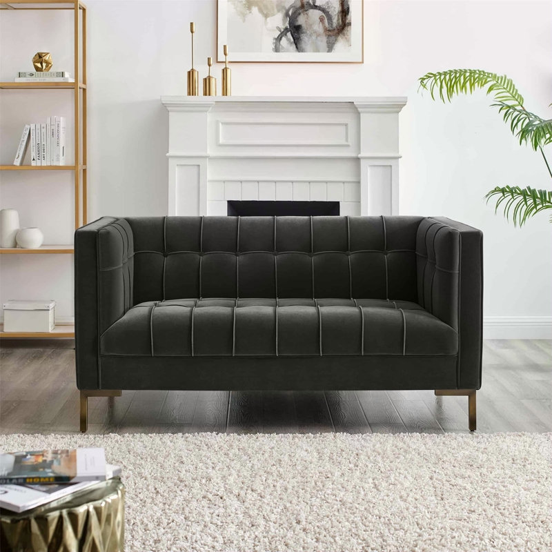 Causeuse en velours Isaac - gris