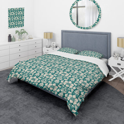 Ensemble de housse de couette en microfibre vert / blanc 3 pièces