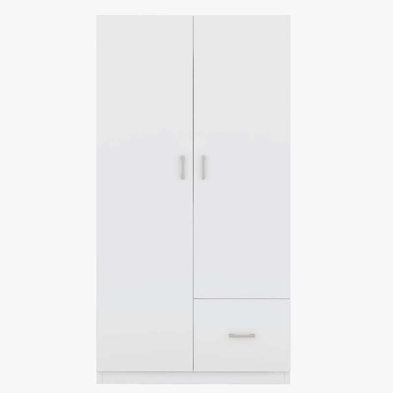 Armoire avec penderie et tiroir Bac Bacie, Blanc