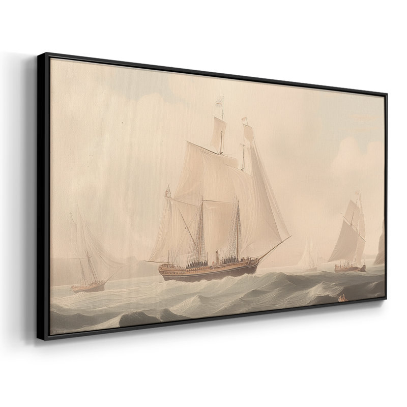 Nautical Series-L- Toile tendue avec châssis tendue - Prêt à accrocher, H 17 po x l 33 po, Noir