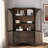 Glass Door Display Case Storage Cabinet With 2 Drawers And Adjustable Shelves-1954732434