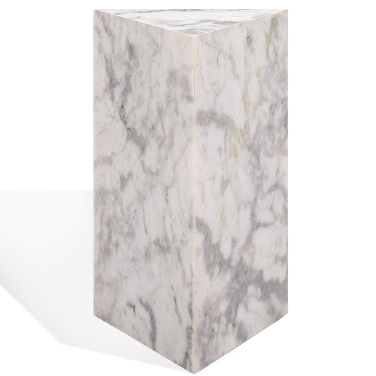 12" Genuine Marble End Table, White