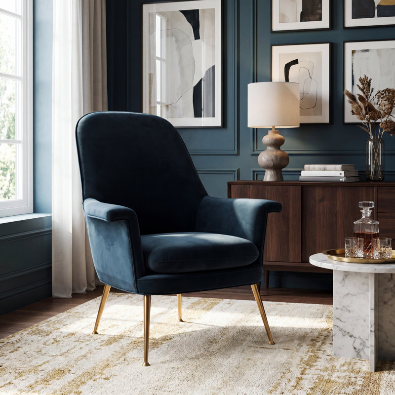 Velvet Armchair, Navy