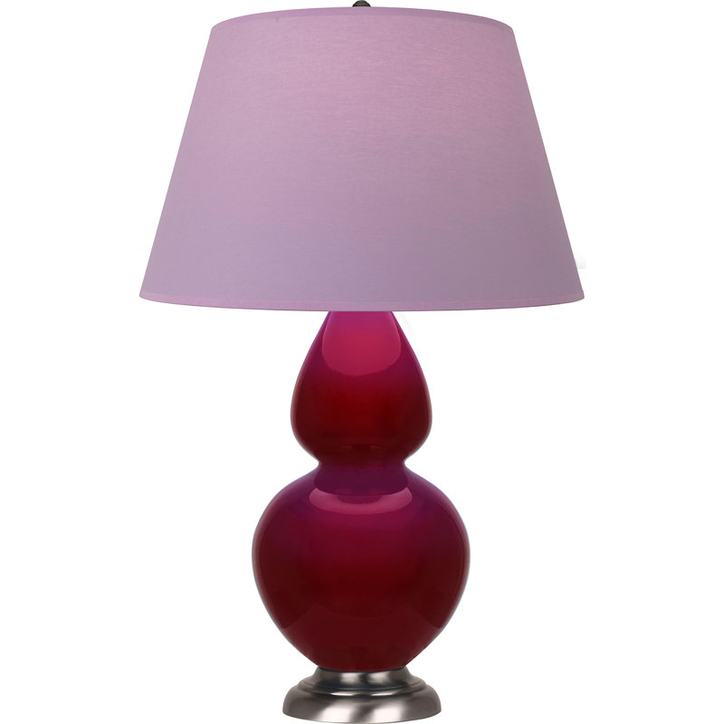 Lampe de table double gourde en céramique, Sangria glacé / argent antique, Lavande / prune, Argent argent