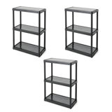 Gracious Living 3 Shelf Fixed Height Light Duty Storage Unit, Black (3 Pack)