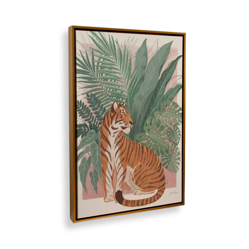 «Jungle Majesty», reproduction sur toile, Cadre flottant doré poli, H 12,75 po x l 8,75 po x P 1,75 po