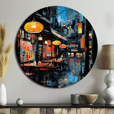 Japon Street art alleyway I - Landscapes Round Metal Art