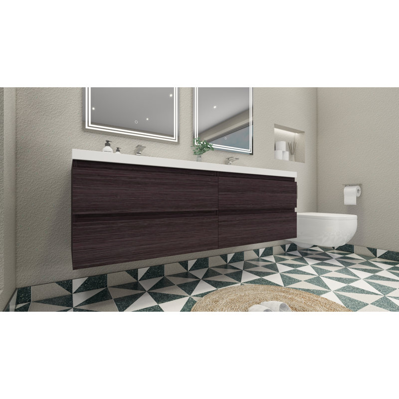 Drason Double Bathroom Vanity with Acrylic Top, Dark Gray Oak