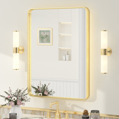 Molly Tempered Glass and Metal Framed French Cleat Mounted Wall Bathroom / Vanity Mirror