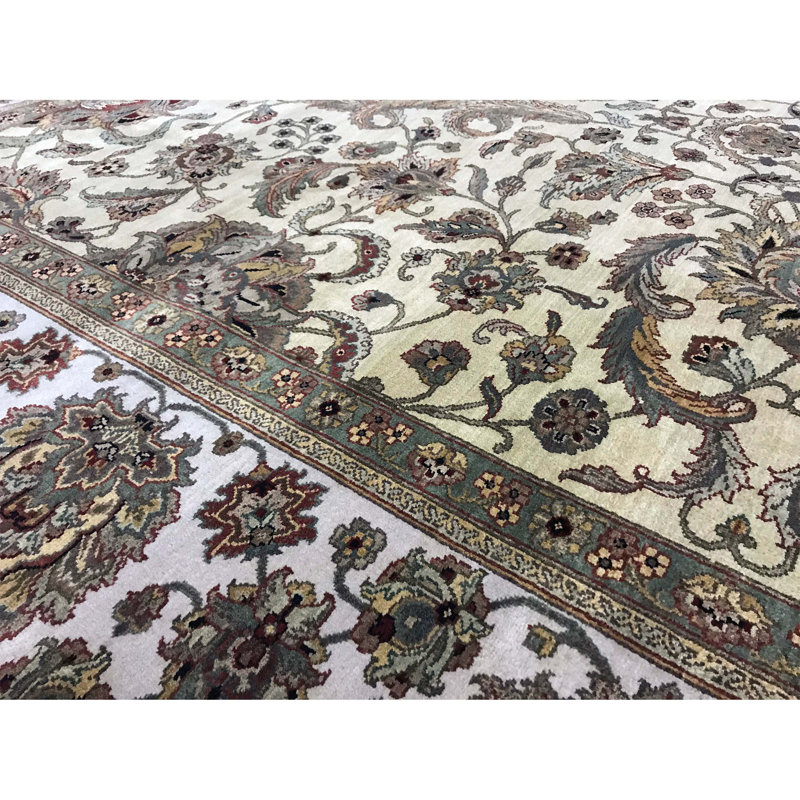 Tapis doré et ivoire de haute qualité noué à la main Trinity
