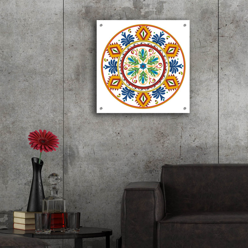 «Talavera De Moda 2» par Art Licensing Studio, art mural en verre acrylique, H 24 po x l 24 po