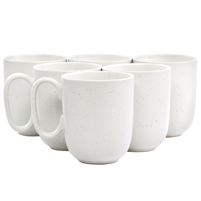 Tasses en grès 6 pièces Gibson Mio, Sel de mer / blanc