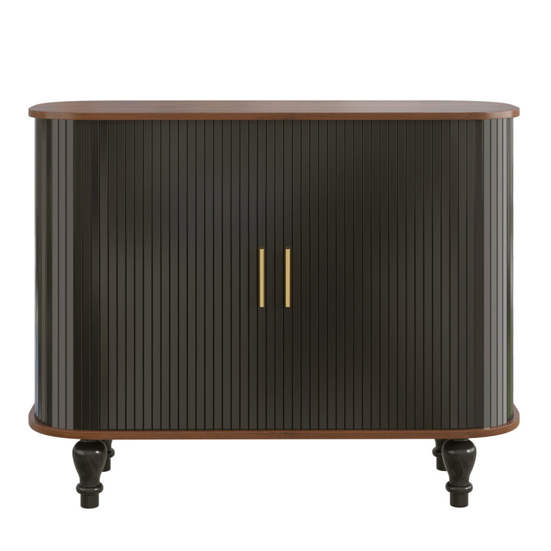39'' Fluted Bar Cabinet With Wine Storage Space, Black