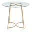 Table de salle à manger ronde avec plateau en verre et structure en acier doré, sièges 4
