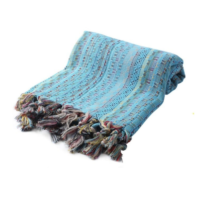 Luxullian Turkish Cotton Bohemian Bath Towel, Blue