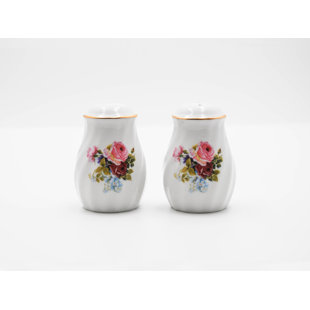 Priya Salt and Pepper Shaker Set – White Porcelain, Embossed Design