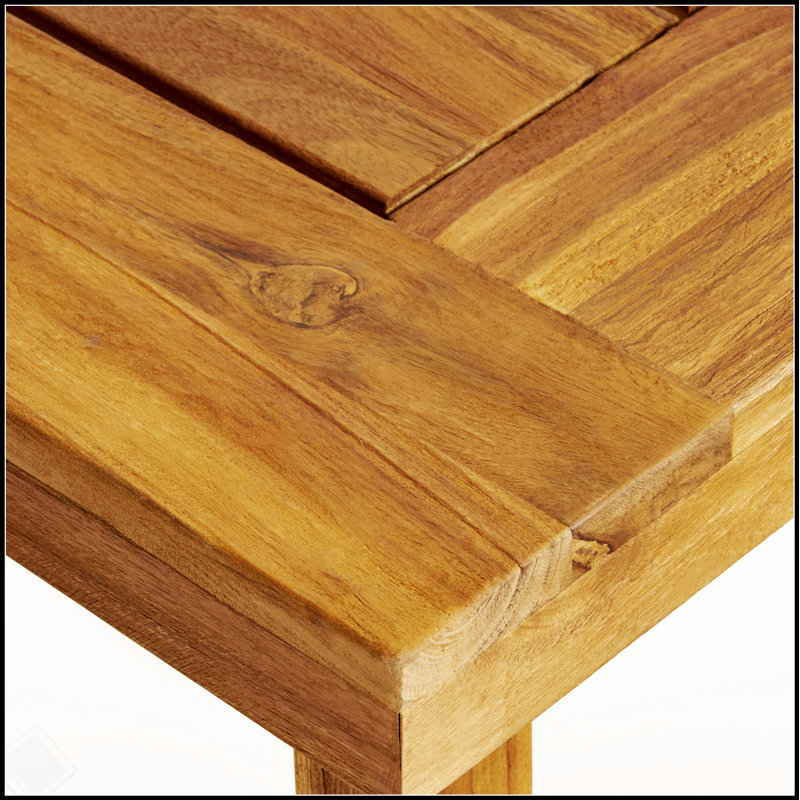 Table de salle à manger d'extérieur en bois d'acacia de 69 pouces avec finition naturelle sablée, durable et résistante aux intempéries pour une utilisation toute l'année