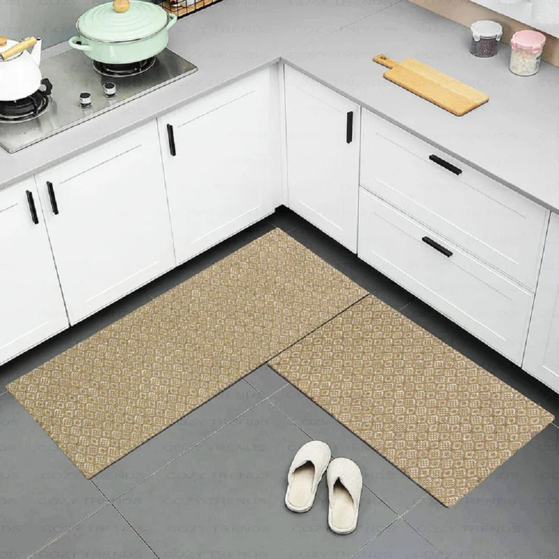 Ensemble de tapis anti-fatigue 2 pièces Jevyn, Beige