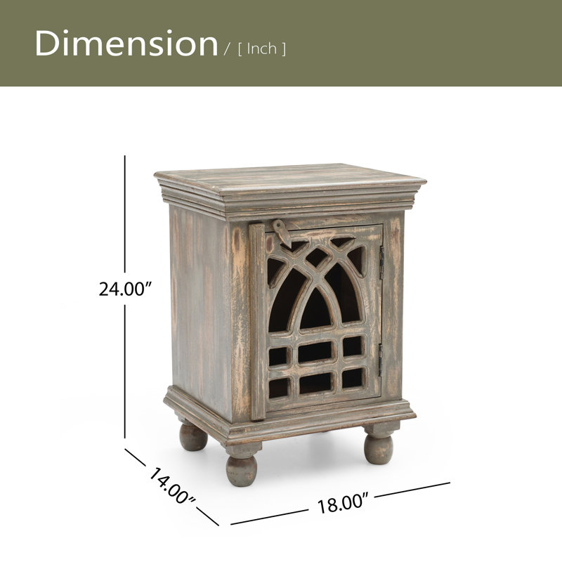 Antique Grey Wood Nightstand