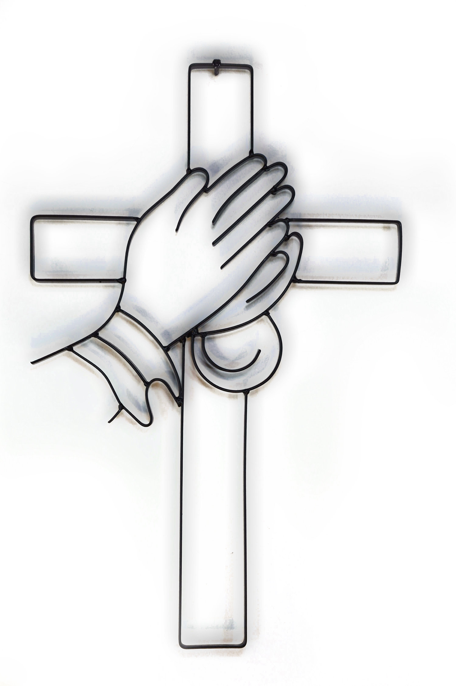 drawings of praying hands with a cross