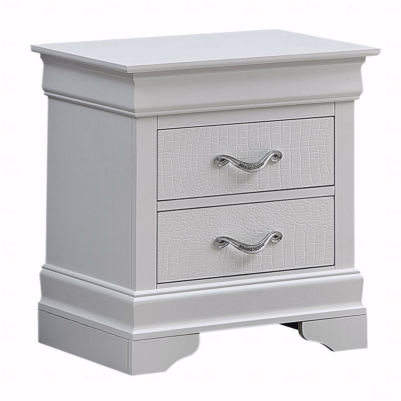 Table de chevet transitionnelle en champagne argenté, Argent argent