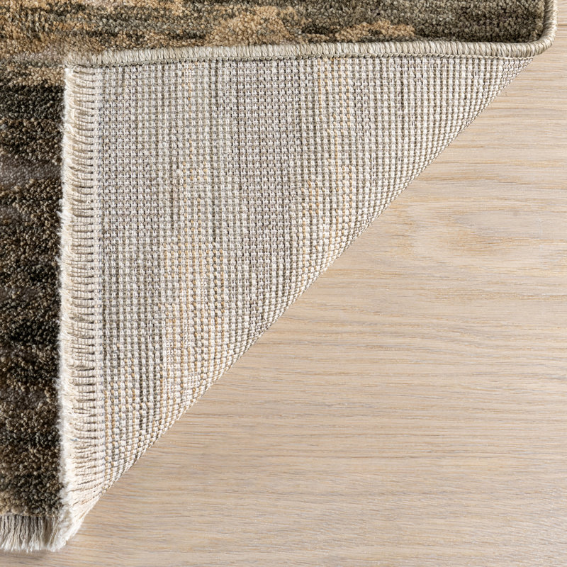 Fiadh Abstract Green and Beige Synthetic Area Rug, 2' x 3'