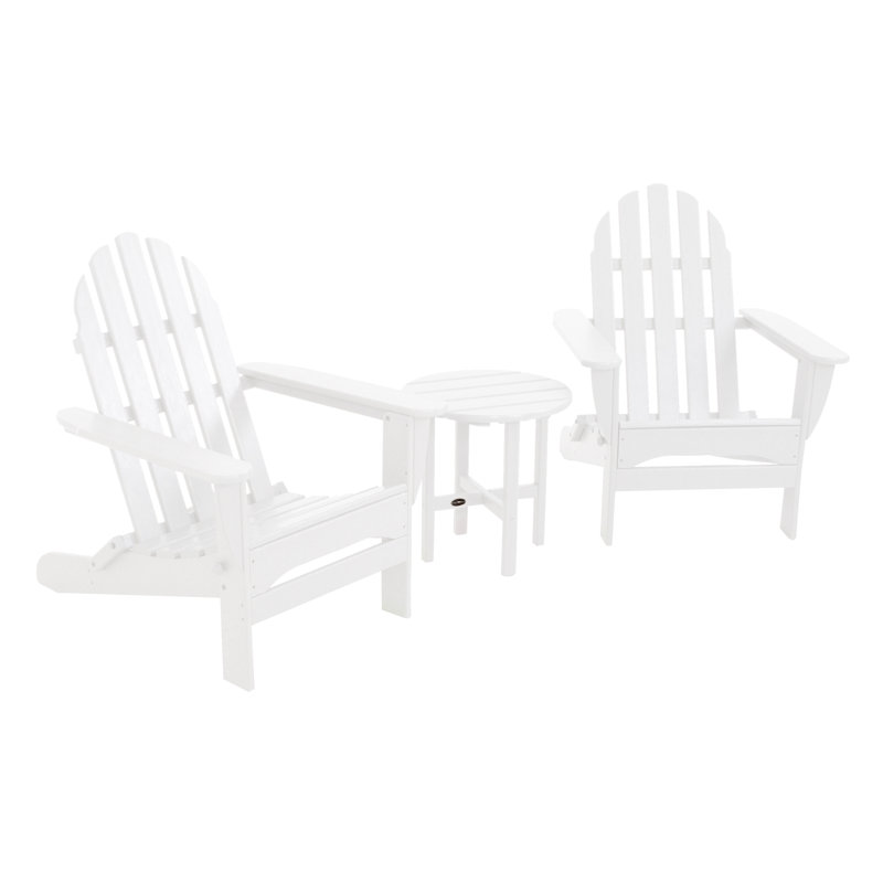 POLYWOOD Classic Adirondack Folding Adirondack 3-Piece Set, White