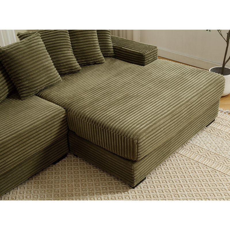 Zinia Upholstered 111'' Sofa & Chaise, Green