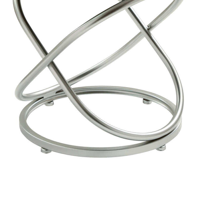 Adaku Iron Dressing Table Stool for Bedroom Furniture, Living Room Accent Stool, Taupe/Silver