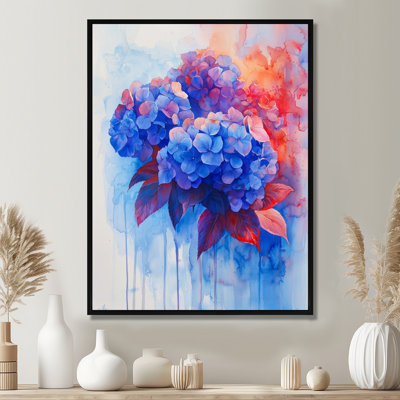 Blue Red Hydrangea In Graffiti Style Hydrangea I - Hydrangea Wall Art