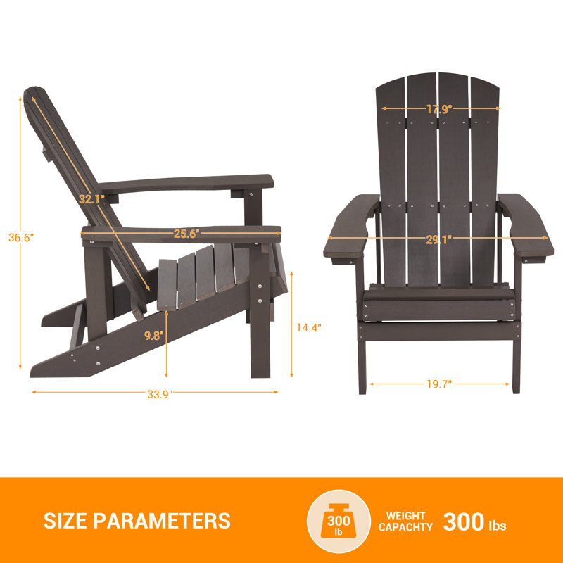 Bucareli Ergonomics Plastic Adirondack Chair, Brown