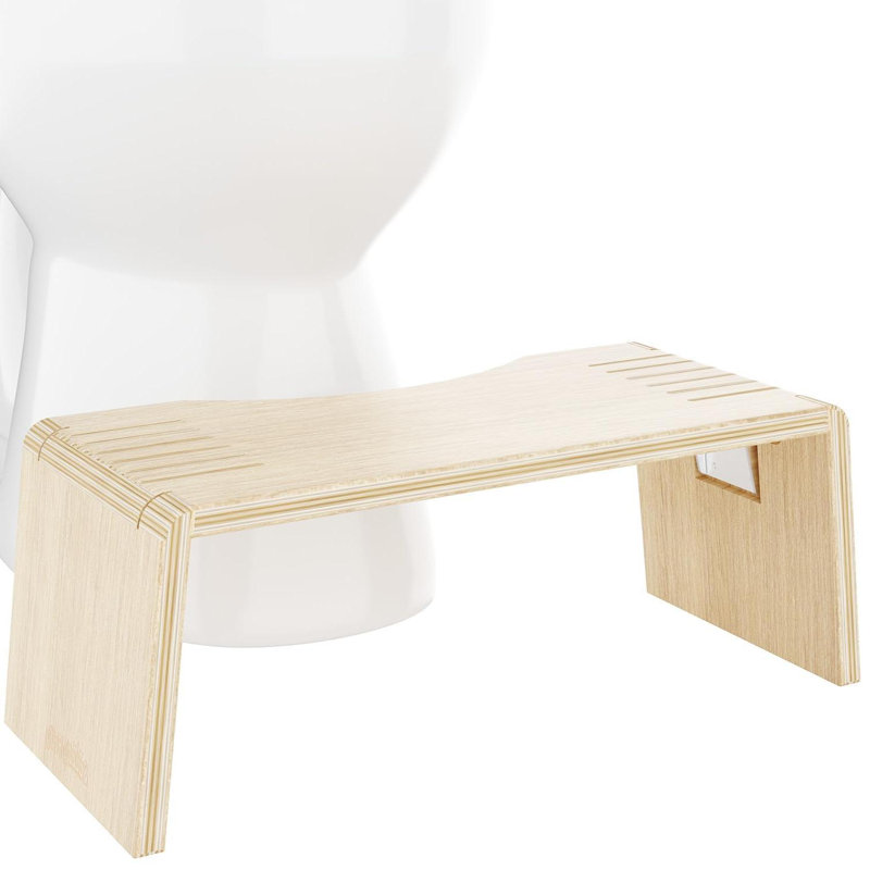Folding Bamboo Toilet Stool,Collapsible Bathroom Stool(Oak)