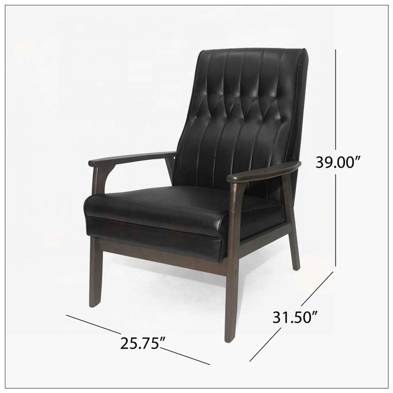 Chaise d'appoint rembourrée en similicuir, Noir mat