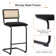 Ambrine Upholstered Boucle Counter & Bar Stool with Cane Rattan Back