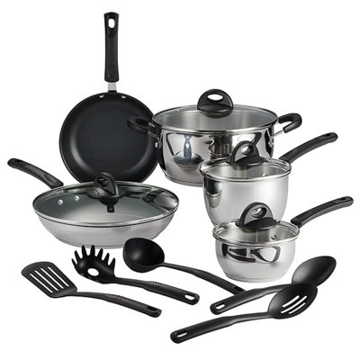 14 Pc Triply Base Cookware Set - Stainless Steel