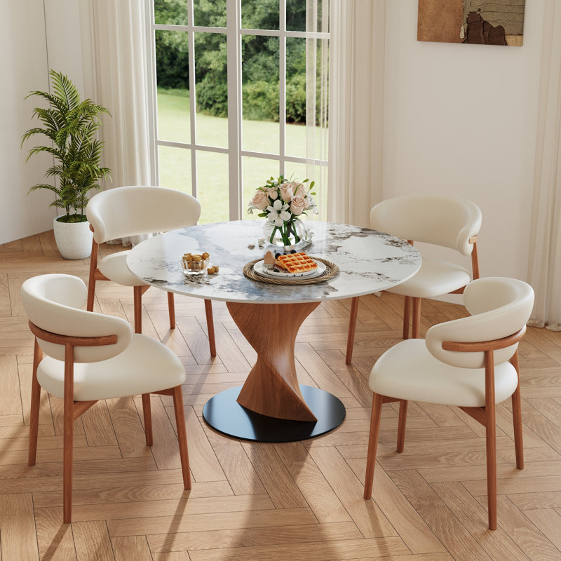 Table bistro Bistro, 29.53" H x 39" W x 39" D, Glossy Sand/Walnut