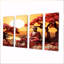 Bouddha rouge au coucher du soleil d'automne, art mural 4 pièces-1699448055