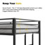 Lit superposé simple au-dessus de métal noir - structure tubulaire carrée robuste, d'abord, espace, sommeil silencieux, assemblage rapide, convient aux matelas standard