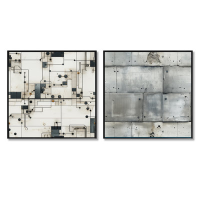 Rudd - Abstract Shapes Square Collage Set Of 2