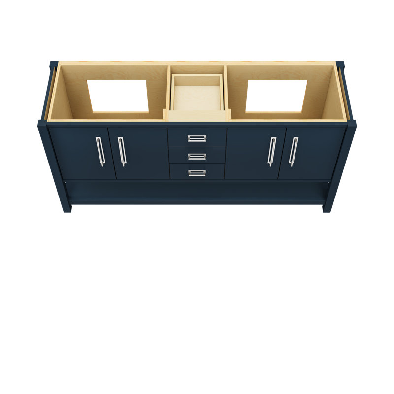 Kiawah Double Bath Vanity, Hague Blue, Polished Chrome, 72"
