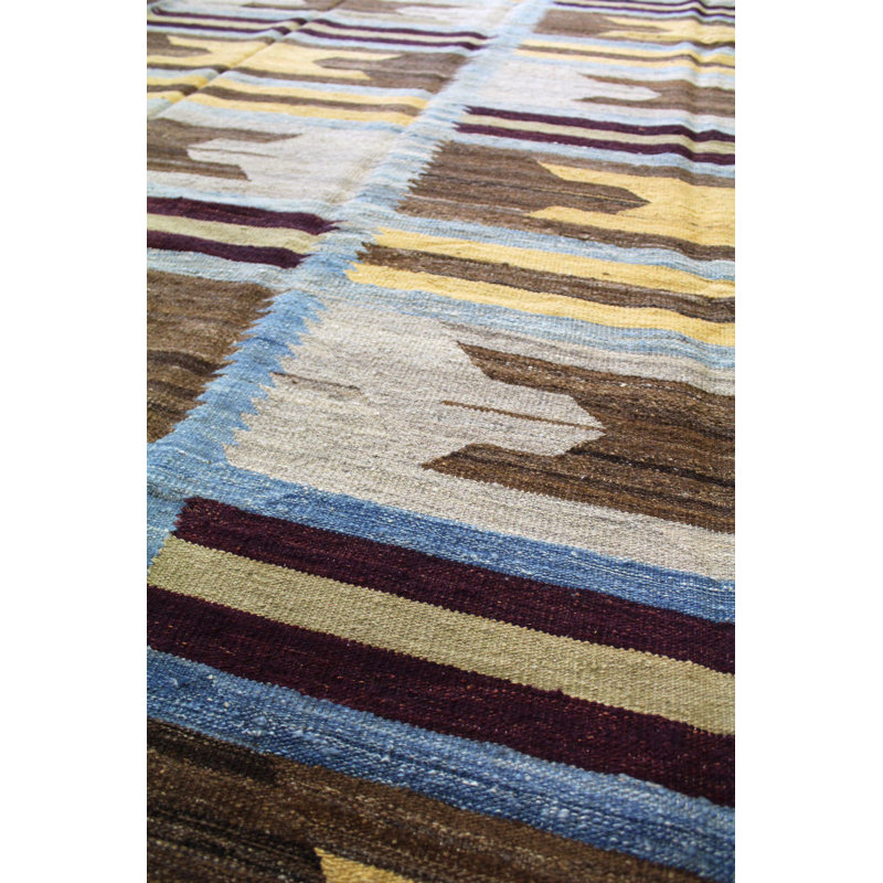 Tapis unique en laine noué à la main style nouvel âge de style scandinave brun 10 pi 2 po x 17 pi 7 po